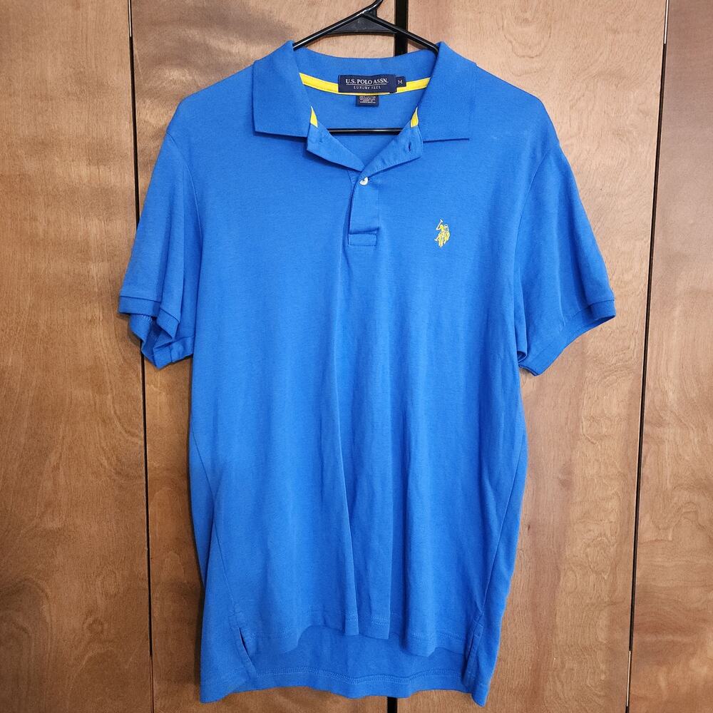 25.  US Polo Assn Mens Medium Blue Short Sleeve Polo Shirt Classic Fit Logo
